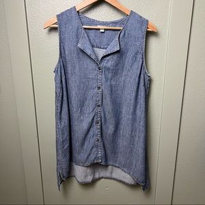 J. Jill Linen Tencel Blend Sleeveless Blouse